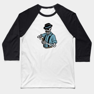 Hipster Skeleton Bartender Baseball T-Shirt